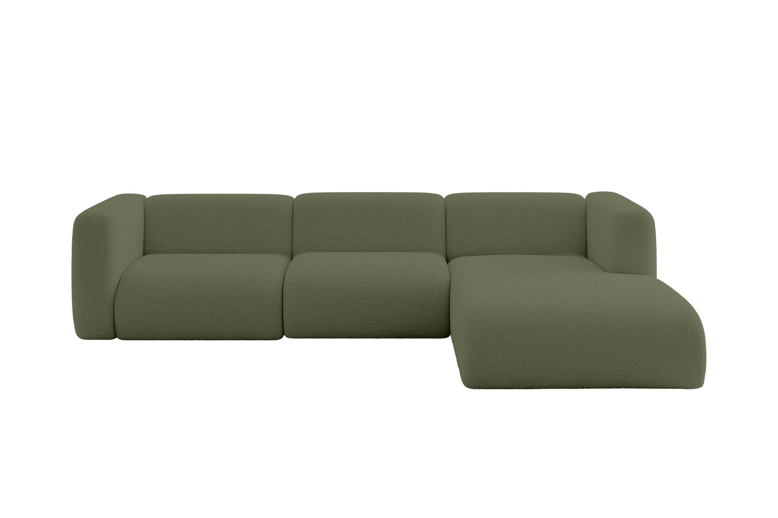 ALTDECOR ROHOVÁ SEDAČKA S PRAVOU OTOMANOU MIRA-L2 318x179x89 Zelená Bouclé