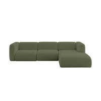 ECKSOFA Ottomane Rechts MIRA-L2 318x179x89 Grün Bouclé - Schwarz/Olivgrün, Holzwerkstoff/Kunststoff (318/179cm) - ALTDECOR