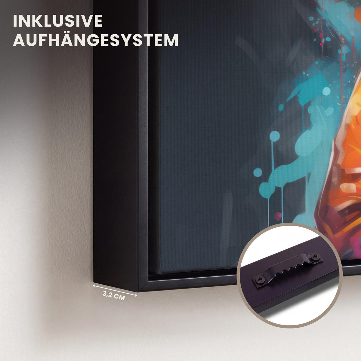 LEINWAND Bilder mit Rahmen - Panda - Jacke - Graffiti - Orange - 30x20 - Orange, Textil (30/20cm) - MuchoWow