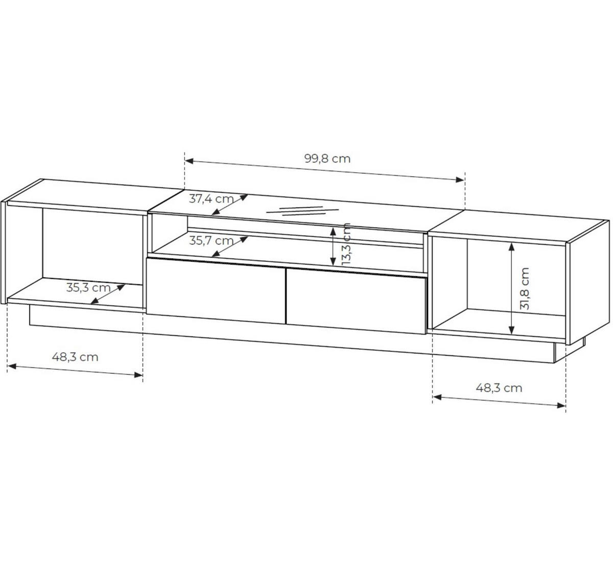 RTV-SCHRANK Kiro Braun, Lowboard mit LED - Braun, Holzwerkstoff (203/43/40cm) - Bettso