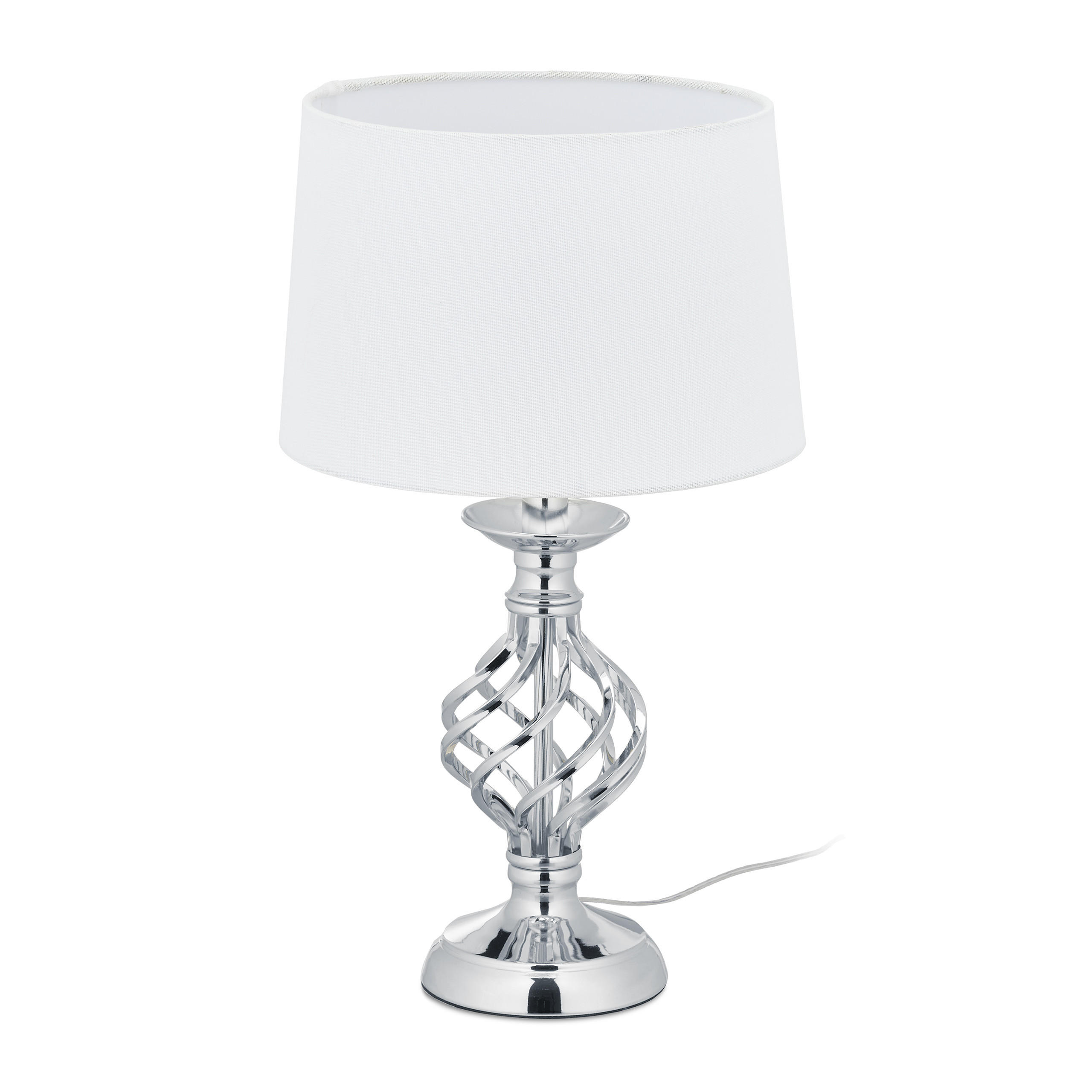 TISCHLAMPE - Silberfarben, Kunststoff/Textil (25/25/43.5cm) - Relaxdays