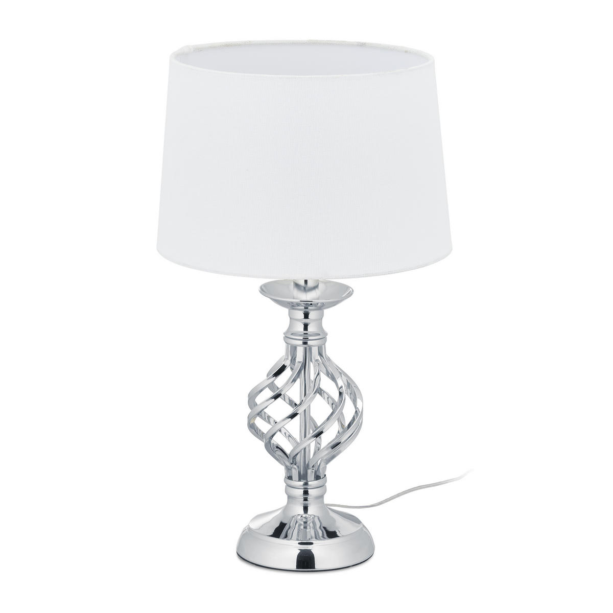 TISCHLAMPE - Silberfarben, Kunststoff/Textil (25/25/43.5cm) - Relaxdays