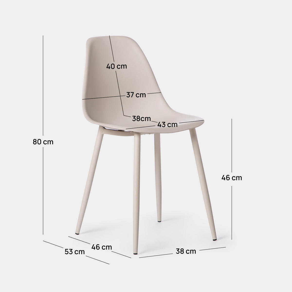 GARTENSTUHL Nina Beige 45 cm x 80 cm 6er-Set - Beige, Kunststoff (45/80/53cm) - Klast Home