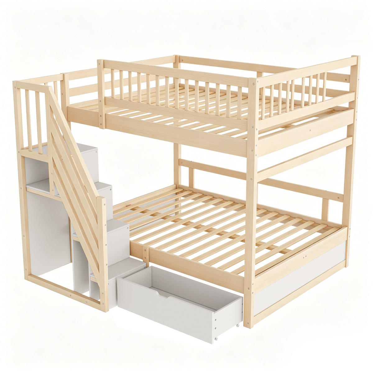 ETAGENBETT mit Stauraum 140x200 cm Massivholz Wood - Birnbaumfarben, Holz (140/200cm) - Meubliv