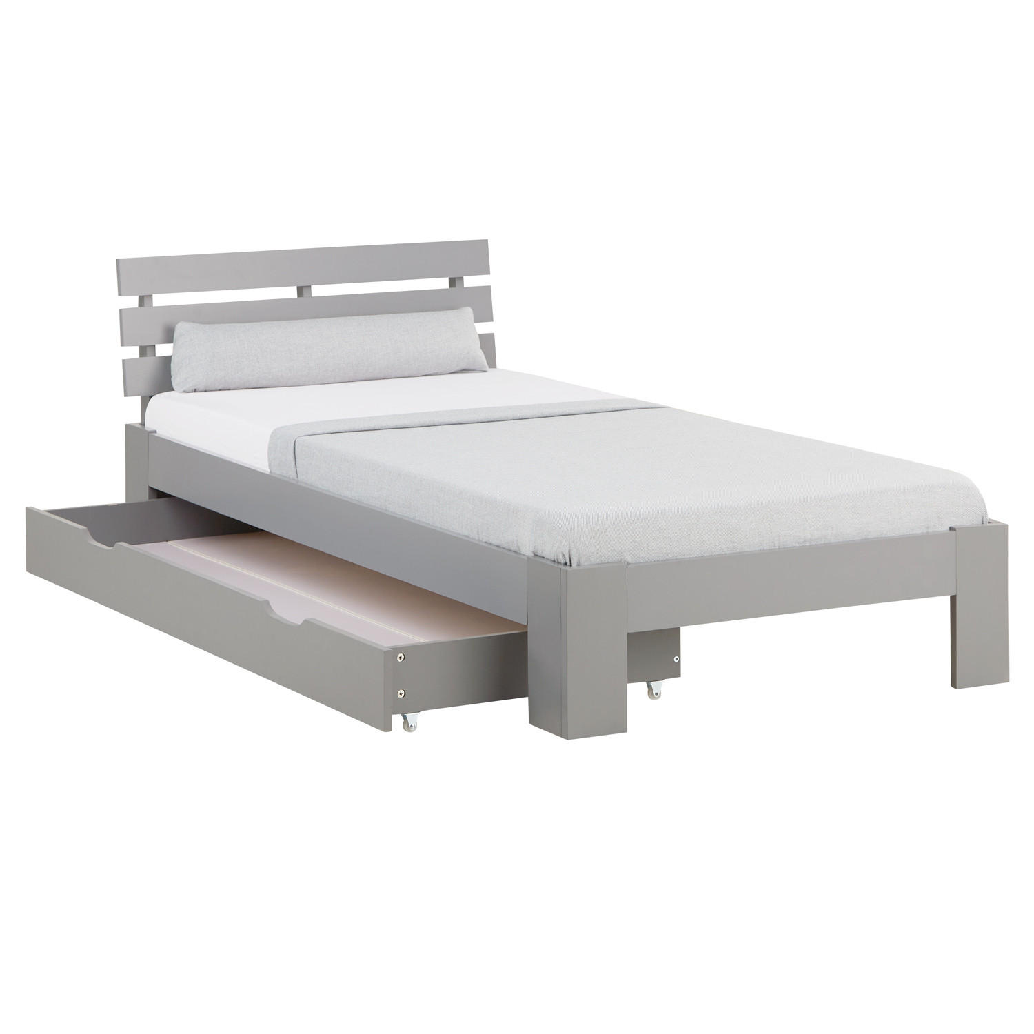HOLZBETT mit Stauraum 90/200 cm grau - Grau, Holz (90/200cm) - Homestyle4u