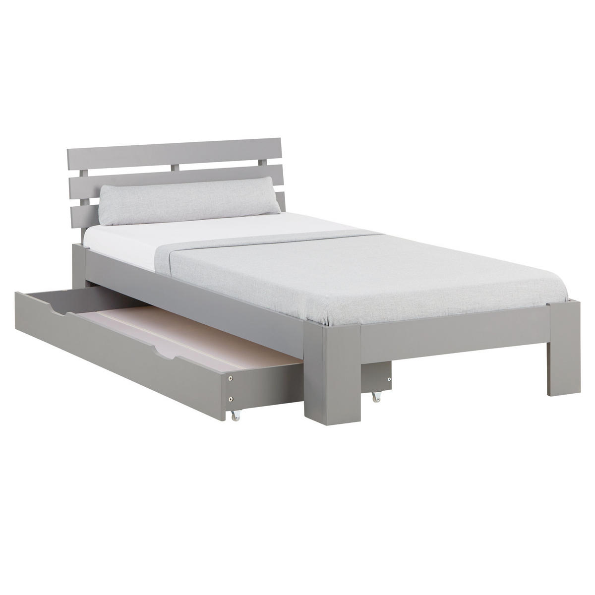HOLZBETT mit Stauraum 90/200 cm grau - Grau, Holz (90/200cm) - Homestyle4u