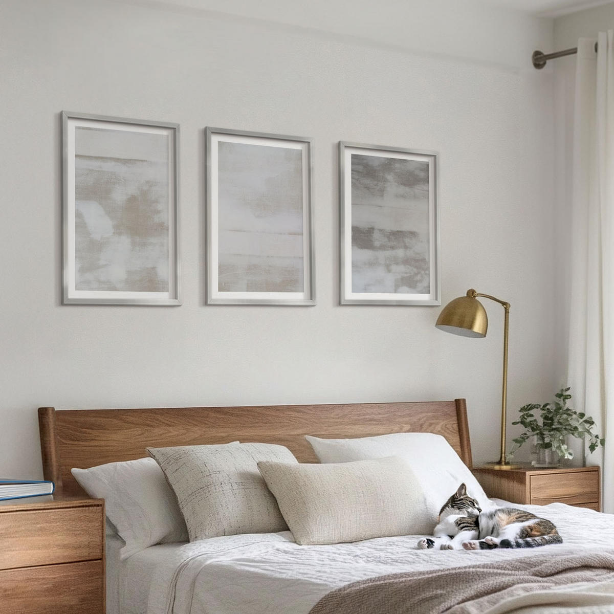 WANDBILDER 3er Set - 40x60 cm Silberner Rahmen - Moderne, Used-Look-Texturen - Silberfarben, Kunststoff (40/60cm) - ArtPrintCave