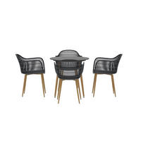 GARTENSET, Anafi, Tisch Schwarz, Stahl, 80 x 80 x 76 cm, 5-teilig - Schwarz, Metall - ebuy24