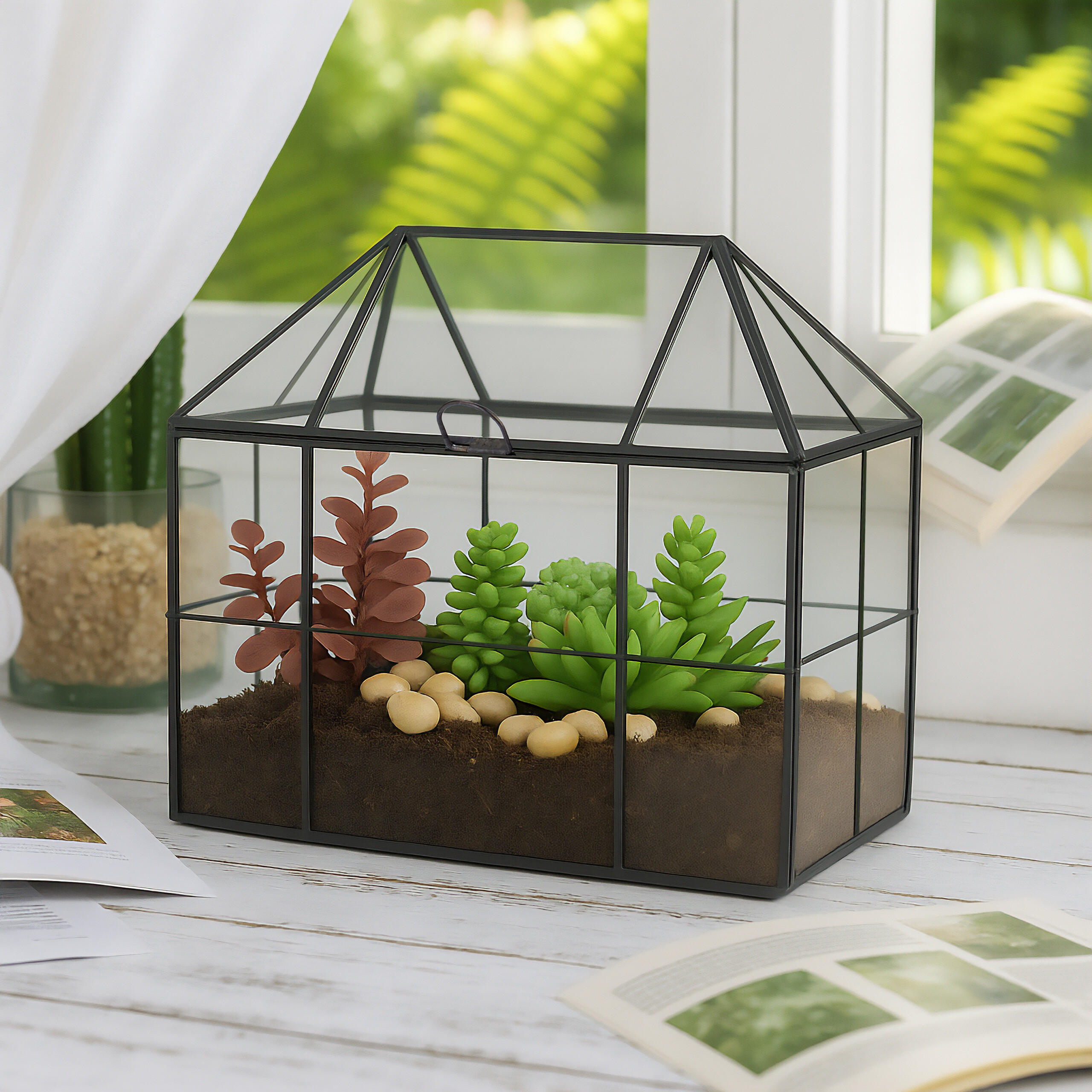 PFLANZENTERRARIUM - Transparent, Glas/Metall (23/21/14cm) - Relaxdays