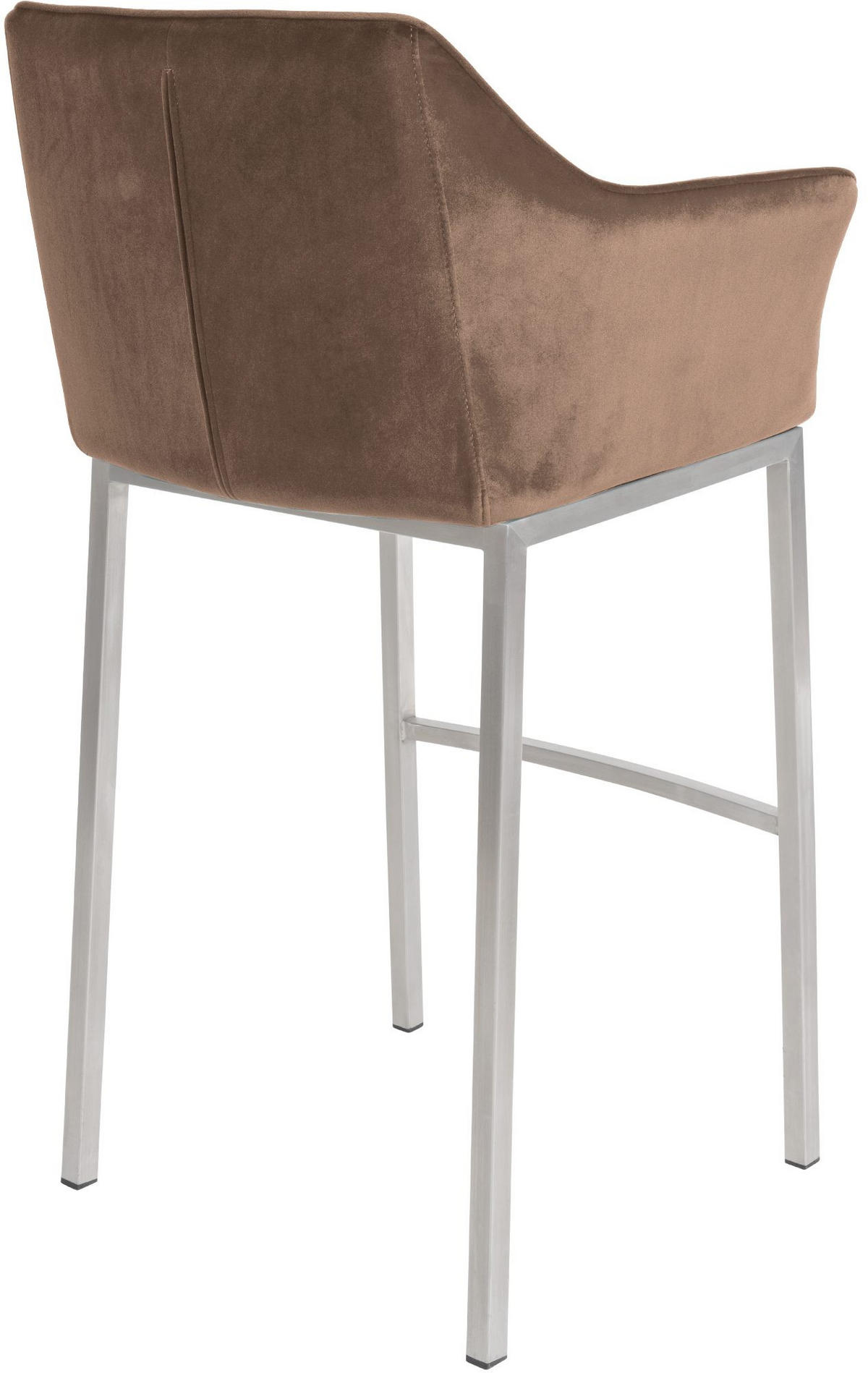 BARHOCKER 2er Set Samt Braun - Edelstahlfarben/Braun, Textil (64/110/48cm) - CLP