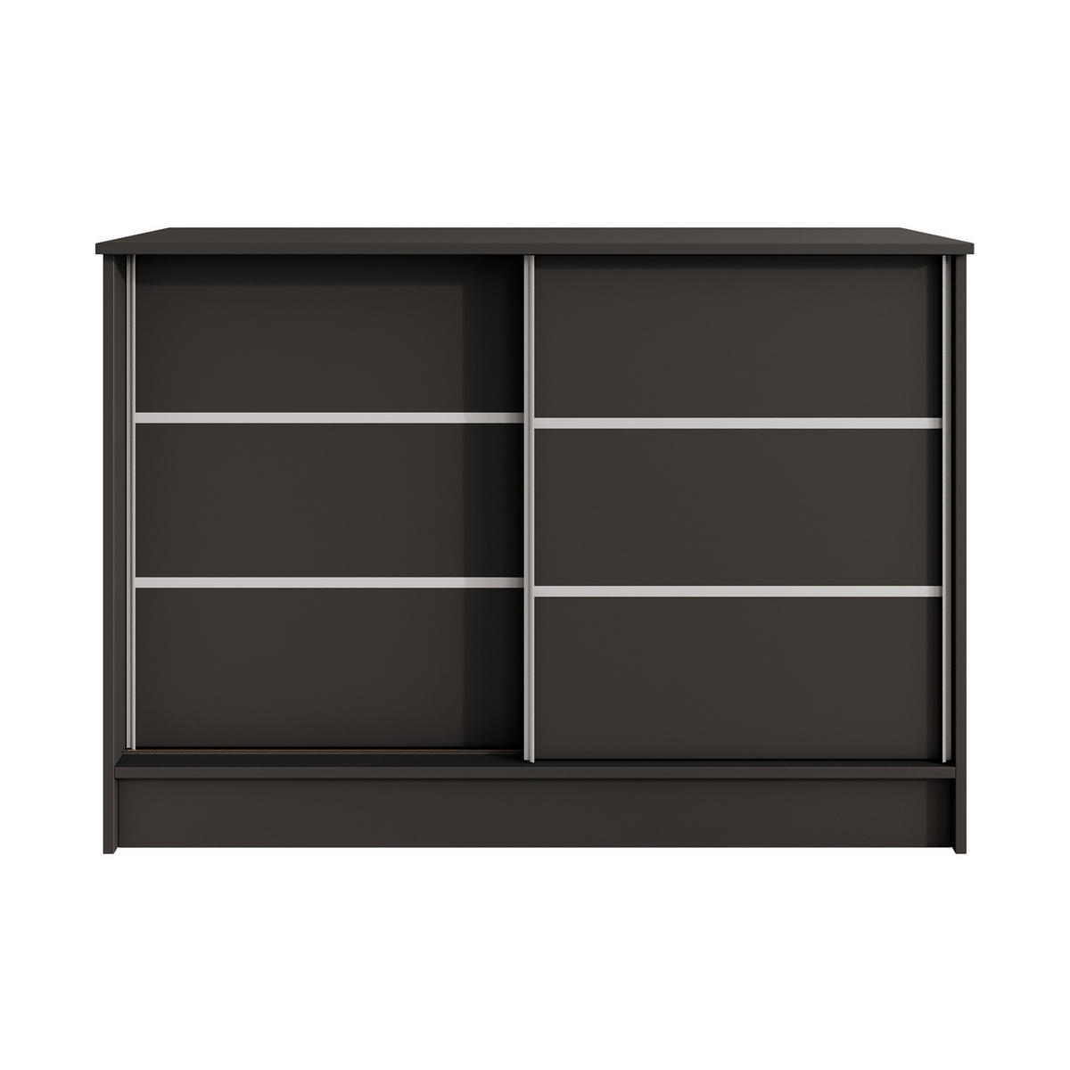 KOMMODE Mirela mit 2 Schiebetüren 120 cm, Schwarz - Schwarz, Holzwerkstoff (121/85/43.5cm) - Beautysofa