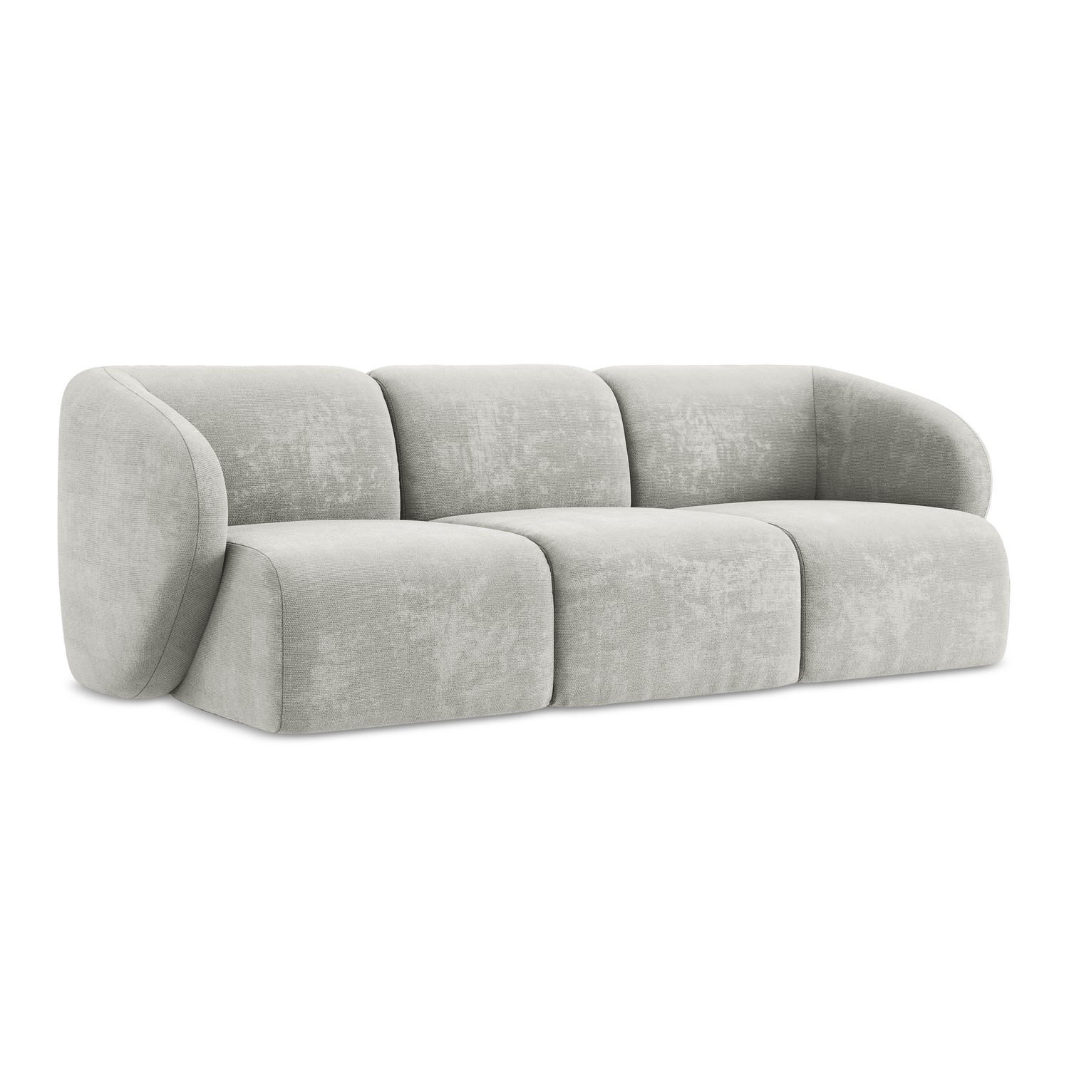 3-SITZER SOFA Chenille Stoff Grau - Hellgrau/Schwarz, Holzwerkstoff/Kunststoff (244/75/94cm) - LaMiaSofa