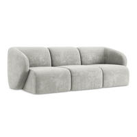 3-SITZER SOFA Chenille Stoff Grau - Hellgrau/Schwarz, Holzwerkstoff/Kunststoff (244/75/94cm) - LaMiaSofa