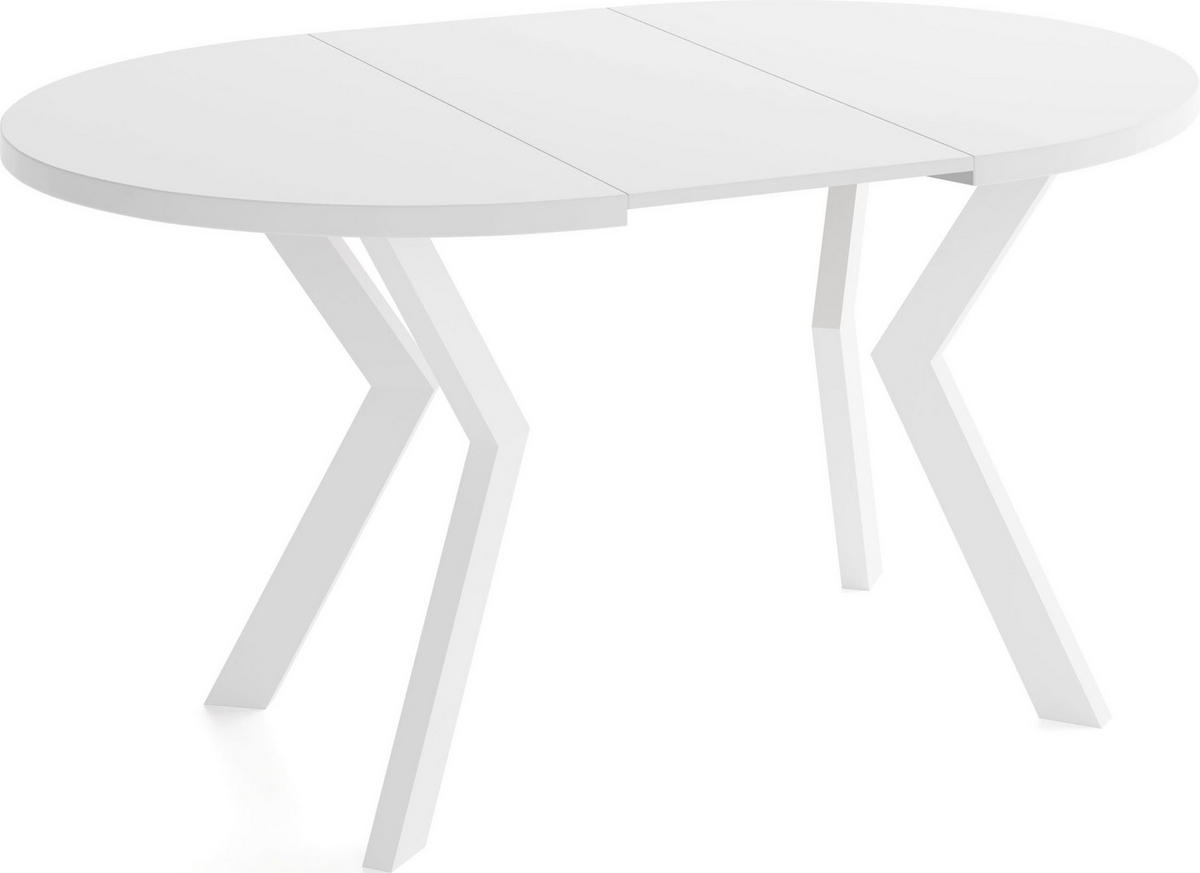 ESSTISCH Savio Weiß rund ausziehbar verlängerbar, Weiß 80-130/80/77 cm - Weiß, Holz/Holzwerkstoff (80/130/77cm) - WFL GROUP