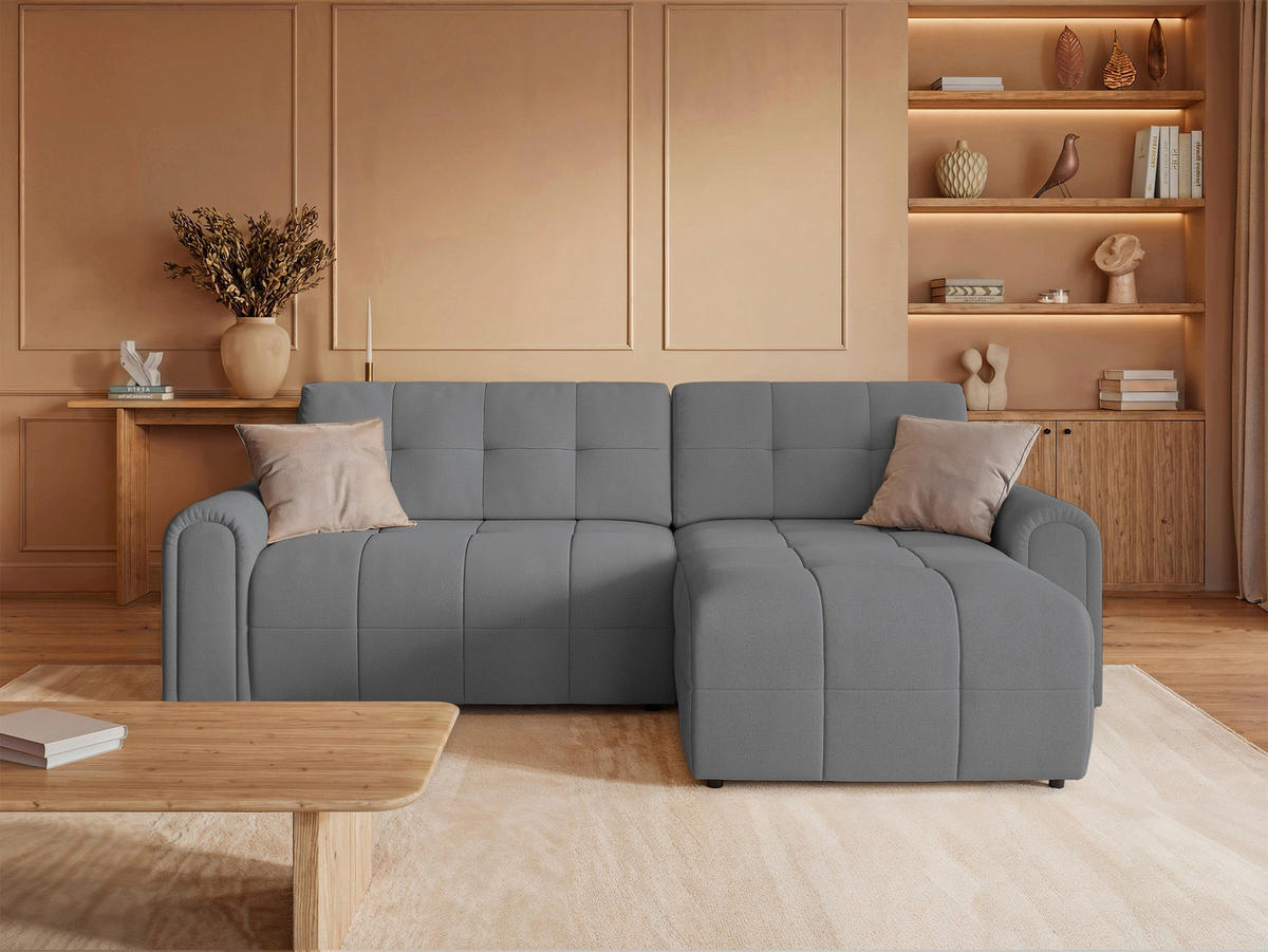 ECKSOFA Simolla Grau rechts - Schwarz/Grau, Kunststoff/Textil (180/268cm) - Selsey