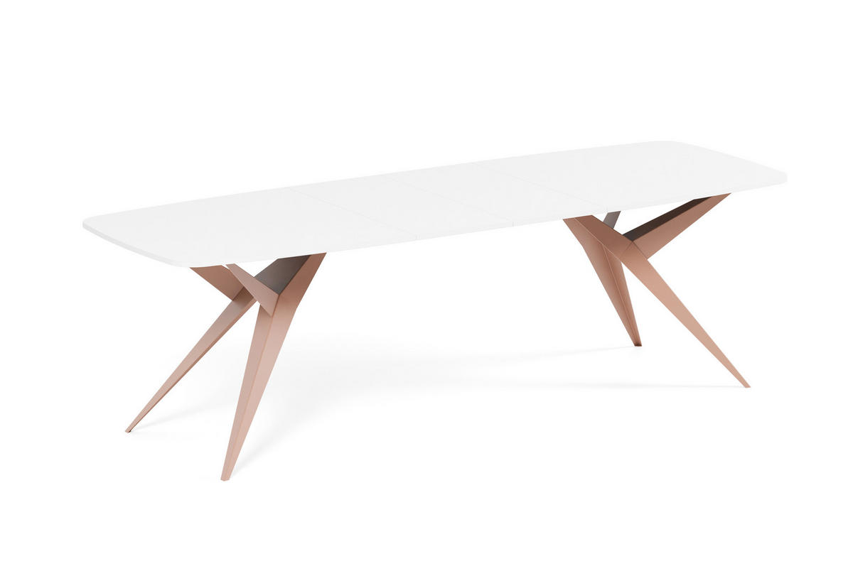 ESSTISCH AXIS - Weiß/Kupferfarben, Holzwerkstoff/Metall (90/180/76cm) - Meblini