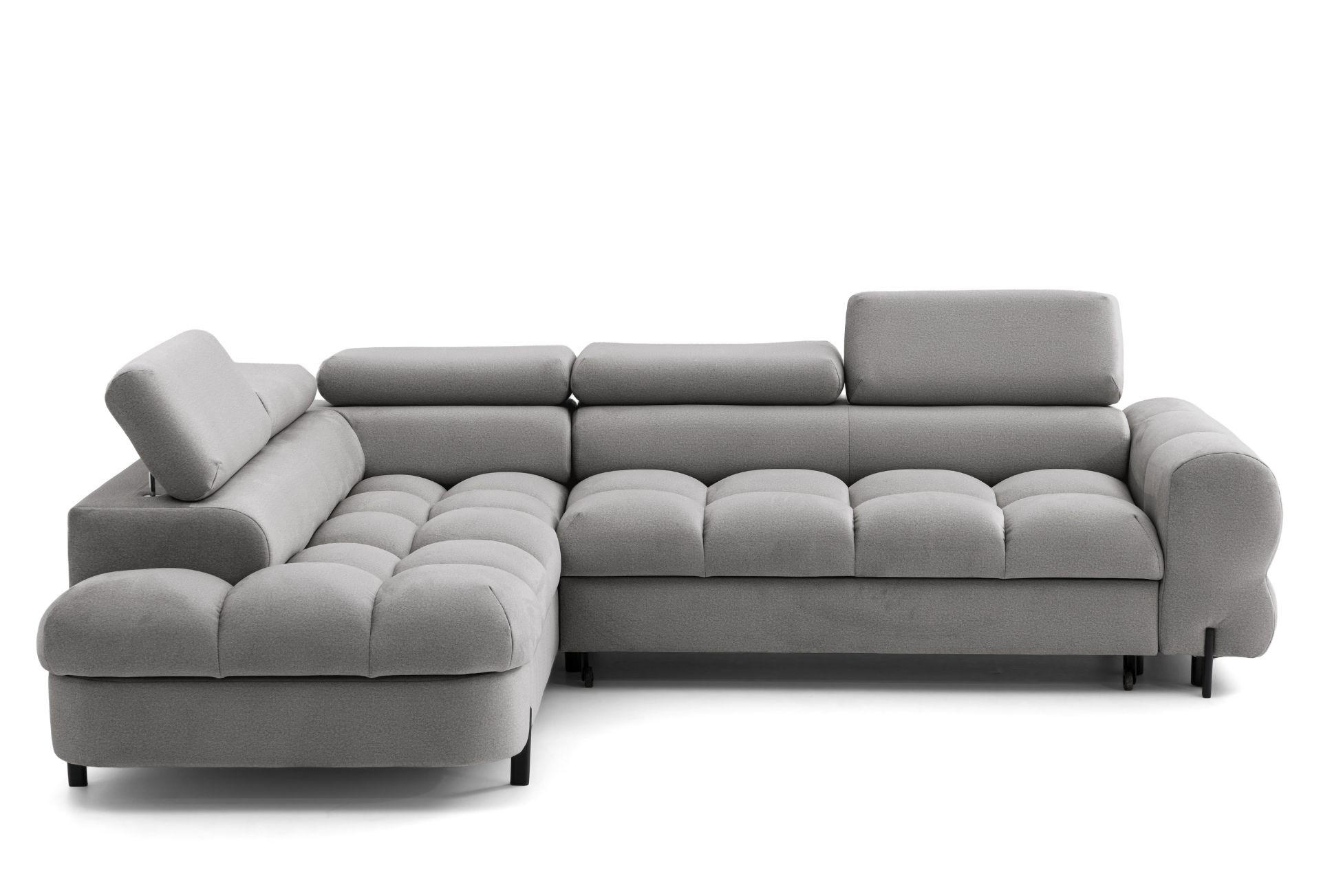 ECKSOFA BOWL L Links mit Schlaffunktion 125x195 Velours Grau - Schwarz/Grau, Holz/Textil (260/195cm) - Muffo