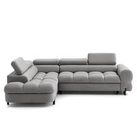ECKSOFA BOWL L Links mit Schlaffunktion 125x195 Velours Grau - Schwarz/Grau, Holz/Textil (260/195cm) - Muffo