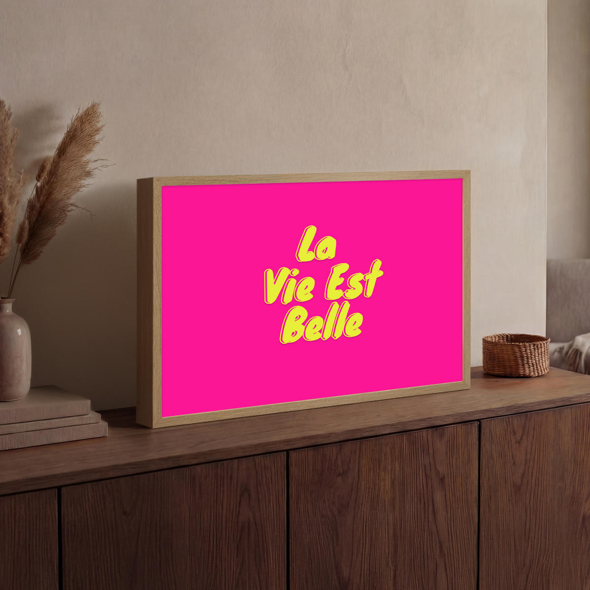 NÁSTĚNNÁ LAMPA S AKUMULÁTOREM Citace - Retro - Pink 60x40 cm - růžová, kompozitní dřevo (60/40/8cm) - OnlyWow