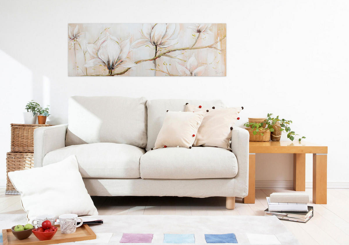 ÖLGEMÄLDE 150/50 cm - Beige/Weiß, Holz/Textil (2/50cm) - KUNSTLOFT