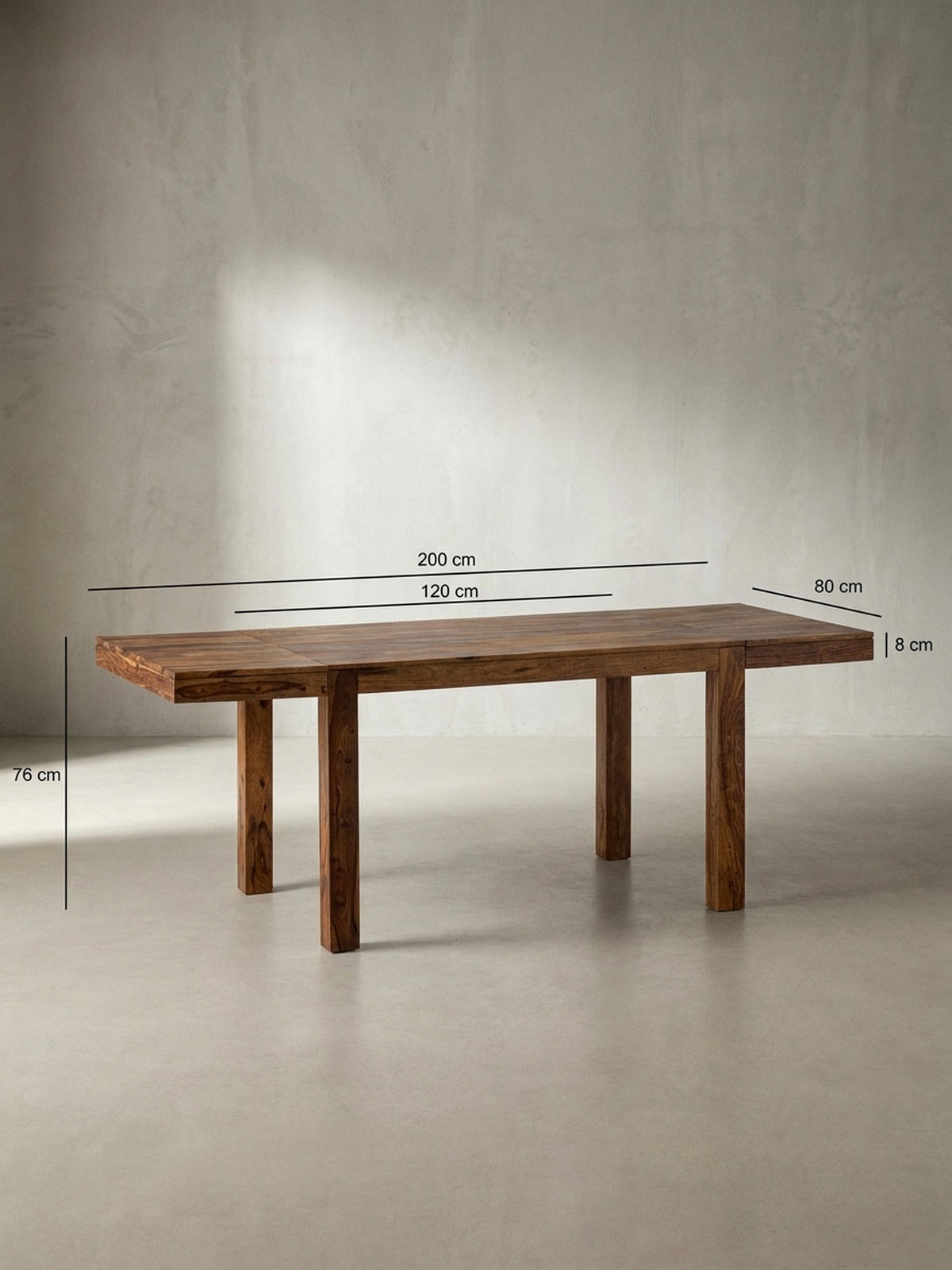 ESSZIMMERTISCH – Massivholz Braun 120–200 cm rechteckig verlängerbar - Braun, Holz (80/120/76cm) - KADIMA DESIGN