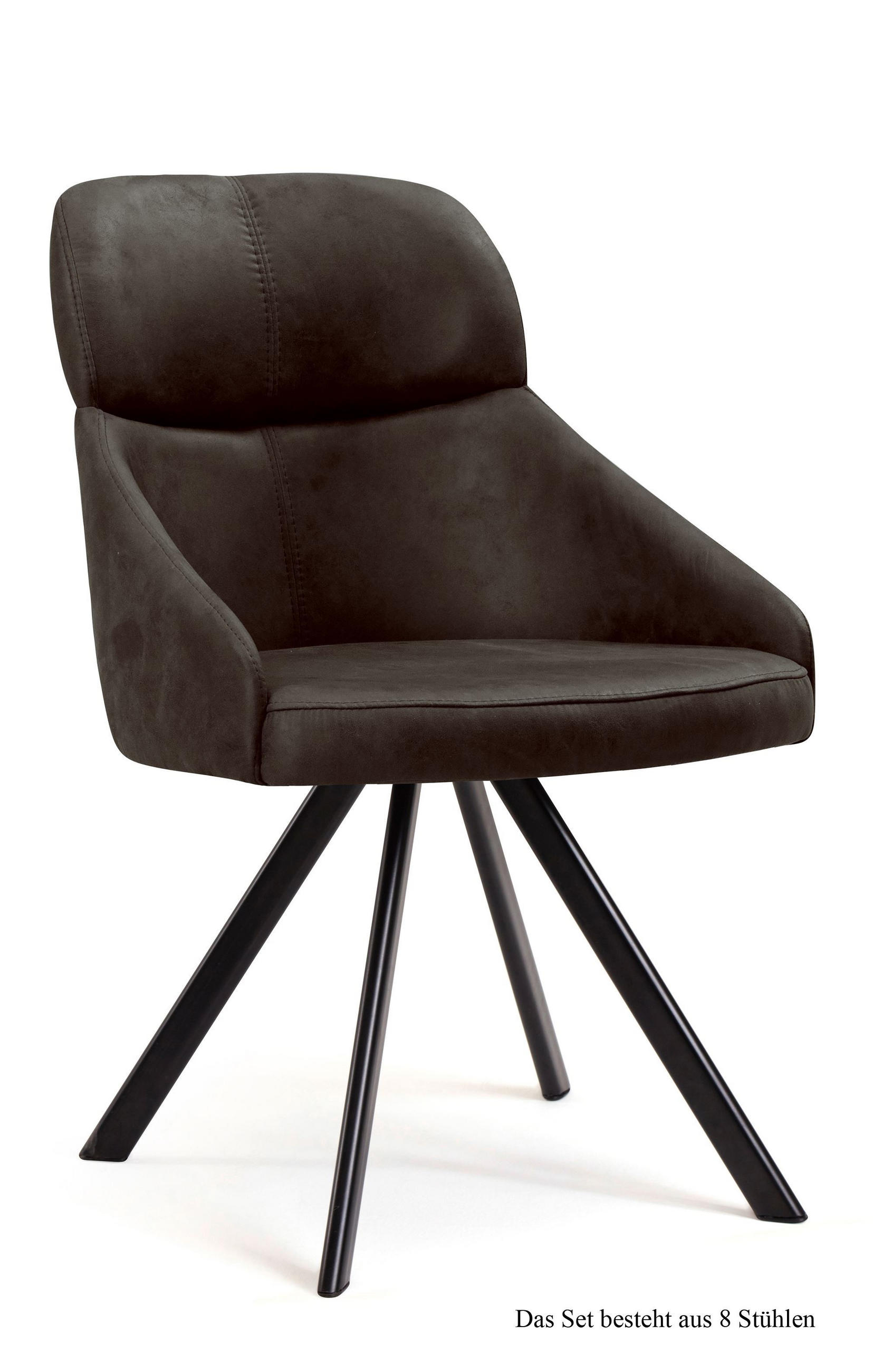 ESSZIMMERSTUHL drehbar (8er-Set) Diann 52x82x63 Schwarz/Espresso - Dunkelbraun/Schwarz, Kunststoff (63/82/52cm) - 58aufmkessel
