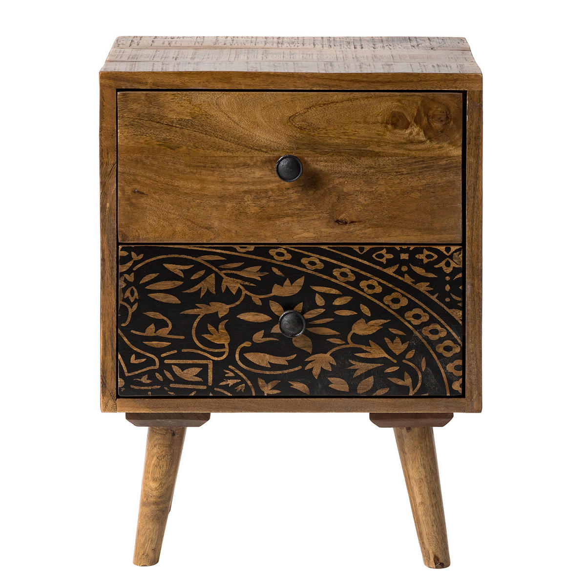 NACHTKOMMODE - Mango massiv - Naturfarben, Holz (45/60/35cm) - home24