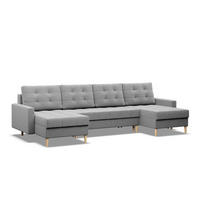 U-SOFA MIT SCHLAFFUNKTION ELMA, Grau - Grau, Textil (294/88/140cm)