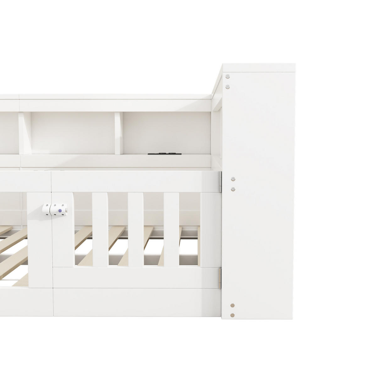 KINDERBETT Tagesbett 140/190 cm aus Spanplatte und MDF mit USB, Steckdose und Stauraum Weiß - Weiß, Holzwerkstoff (140/190cm) - Modenvie