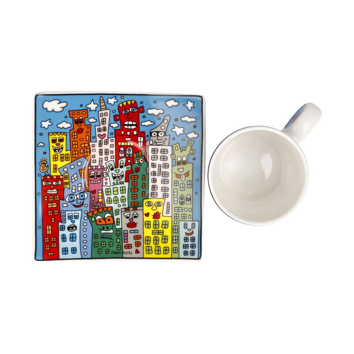 ESPRESSOTASSE James Rizzi - Summer in the City, Fine Bone China, Bunt, 0.25 L - Multicolor, Keramik (0.1L) - Goebel