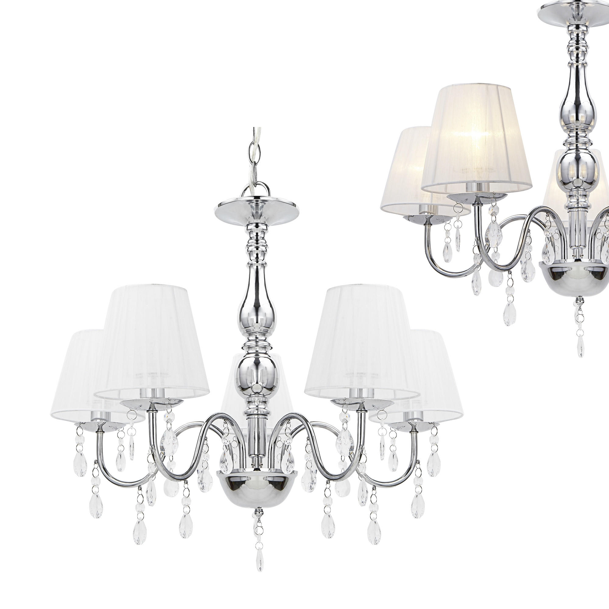 Thumbnail - lux.pro Kronleuchter, Weiß, Metall, 54x45x54 cm, Lampen & Leuchten, Innenbeleuchtung, Hängelampen, Kronleuchter