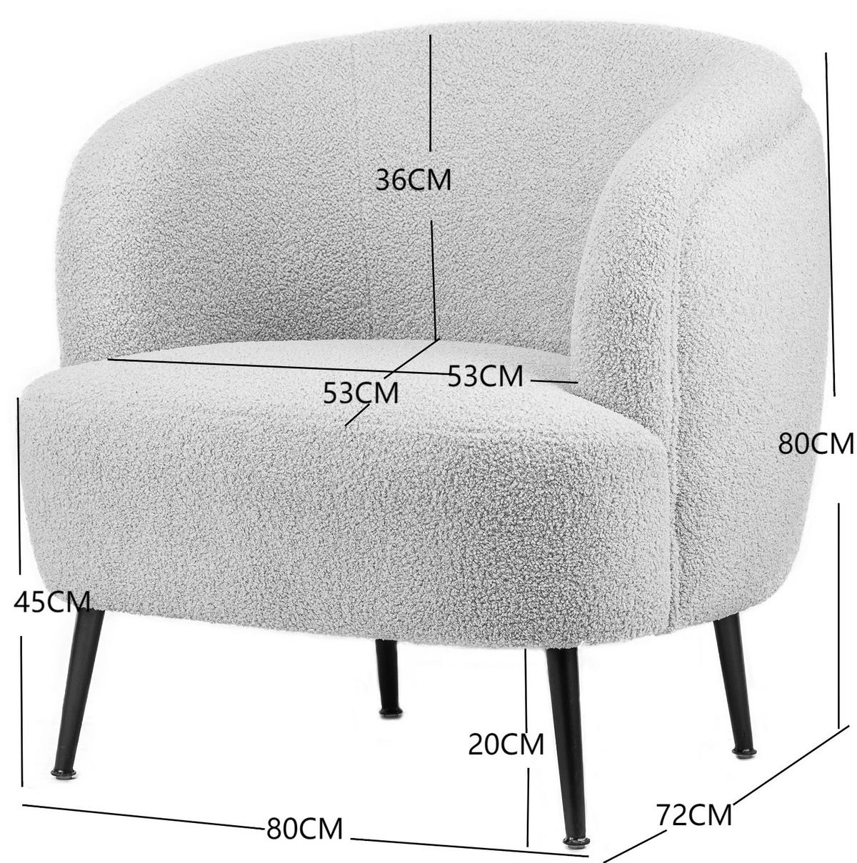 SESSEL Wolle Weiß - Weiß, Textil (80/80/72cm) - Nordlys