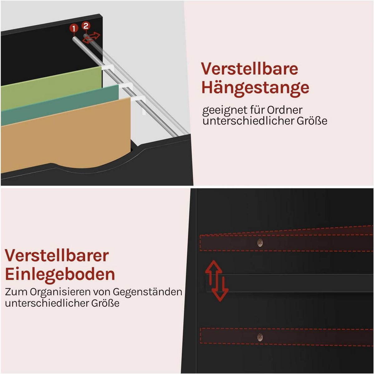 ROLLCONTAINER mit 3 Schubladen,5 Rollen, Schwarz - Schwarz, Holzwerkstoff (80/69.5/39.5cm) - Woltu