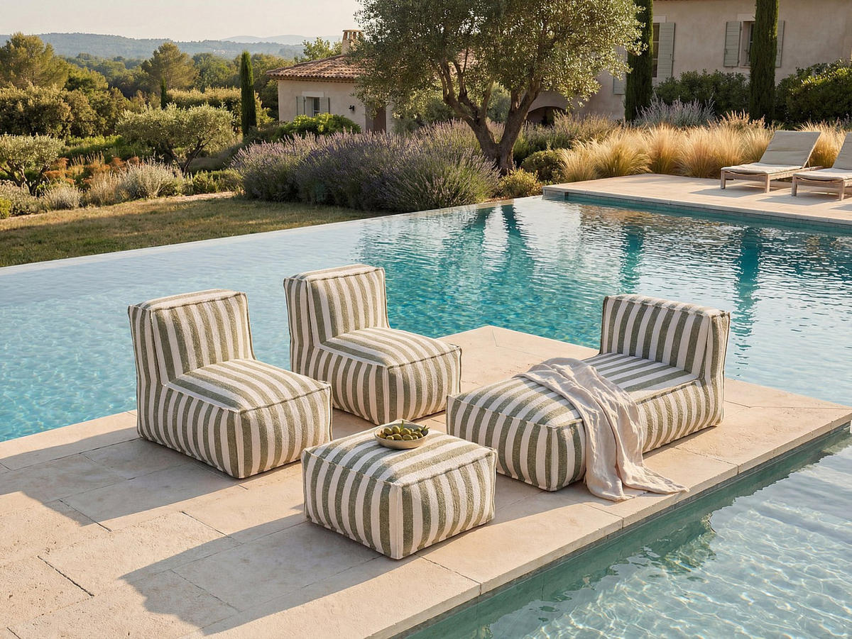 GARTENSITZGRUPPE im Set - 4 -Sitzer - Olefin - beige, weiß - NOUMARA - Beige, Textil - Vente-Unique