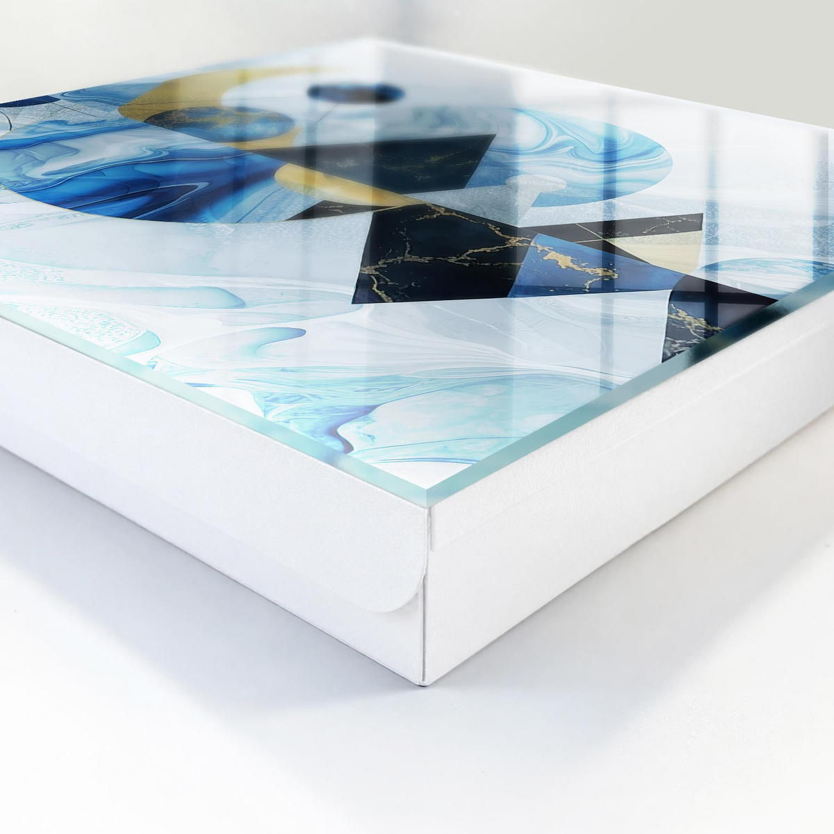 SCHLÜSSELBOX Weiß 30x30 cm – Türöffnung nach rechts - Kosmische Abstraktion - Blau, Metall (30/30/5cm) - TULUP