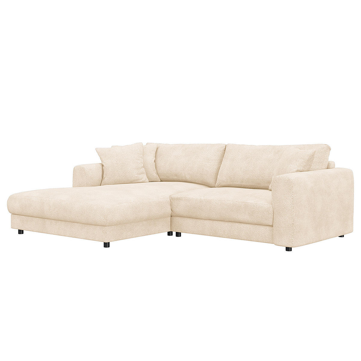 ECKSOFA mit Longchair - Beige/Schwarz, Kunststoff/Textil (238/183cm) - home24