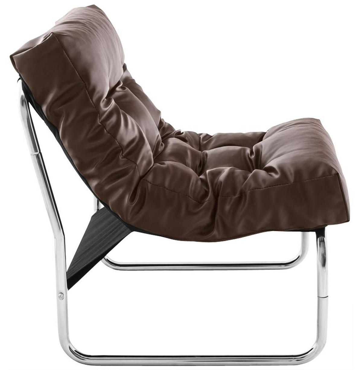 CLUBSESSEL mit Chromkufen im Retro-Stil, modular verbindbar, Braun 73x60x76 cm - Silberfarben/Braun, Textil/Metall (60/76/71cm) - KADIMA DESIGN