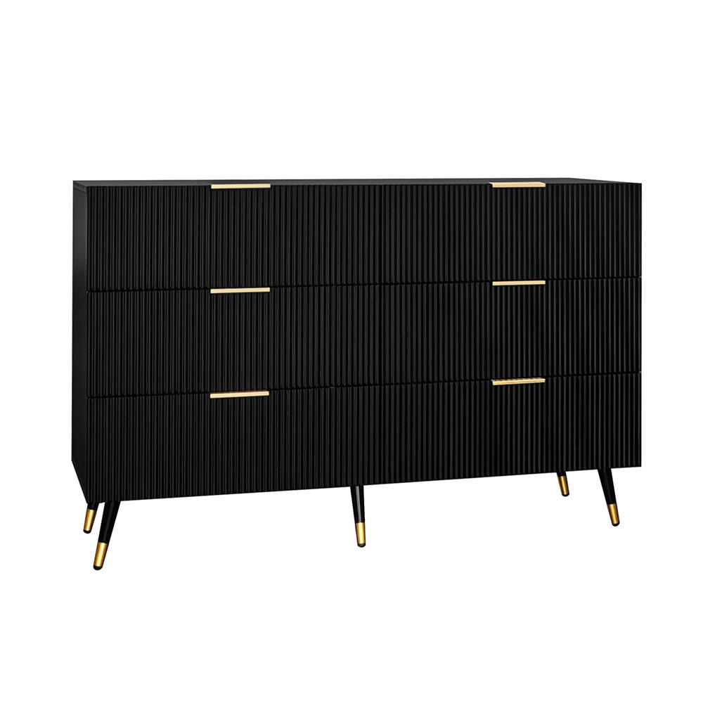 SIDEBOARD Schwarz 120/77/40 cm moderne Kommode Schubladen - Schwarz, Holz (120/77/40cm) - Kaket
