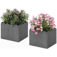 BLUMENKUBEL 2er-Set Grau - Grau, Kunststoff (25cm) - COSTWAY