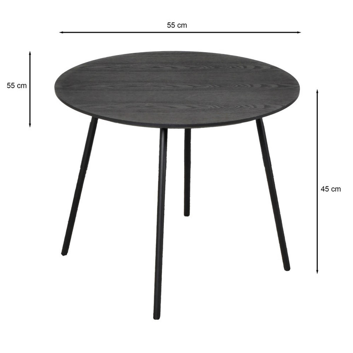 COUCHTISCH LYRA Durchmesser 55cm / Eiche Schwarz - Schwarz, Holzwerkstoff (55/55/45cm) - Weber Industries