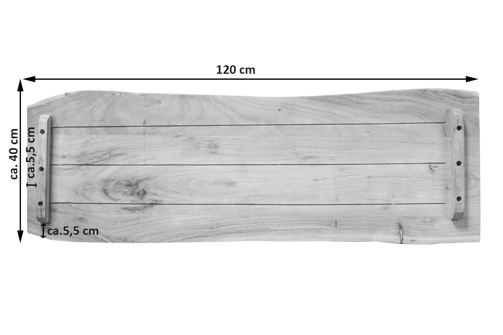 TISCHPLATTE CURTIS - Beige/Naturfarben, Akazienholz/Holz (40/120/3cm) - SAM