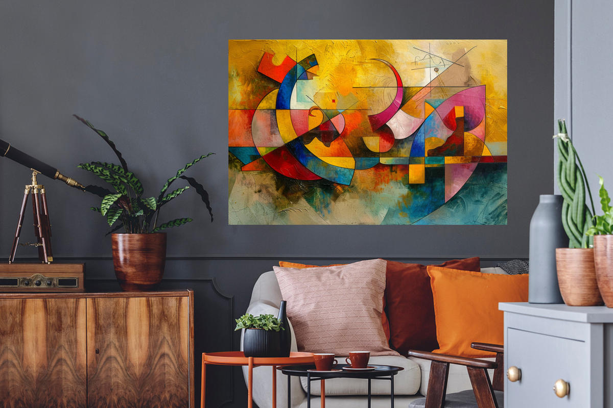 WANDTATTOO Kunst - Abstrakt - Modern 120x80 cm - Gelb, Kunststoff (120/80/0.1cm) - MuchoWow