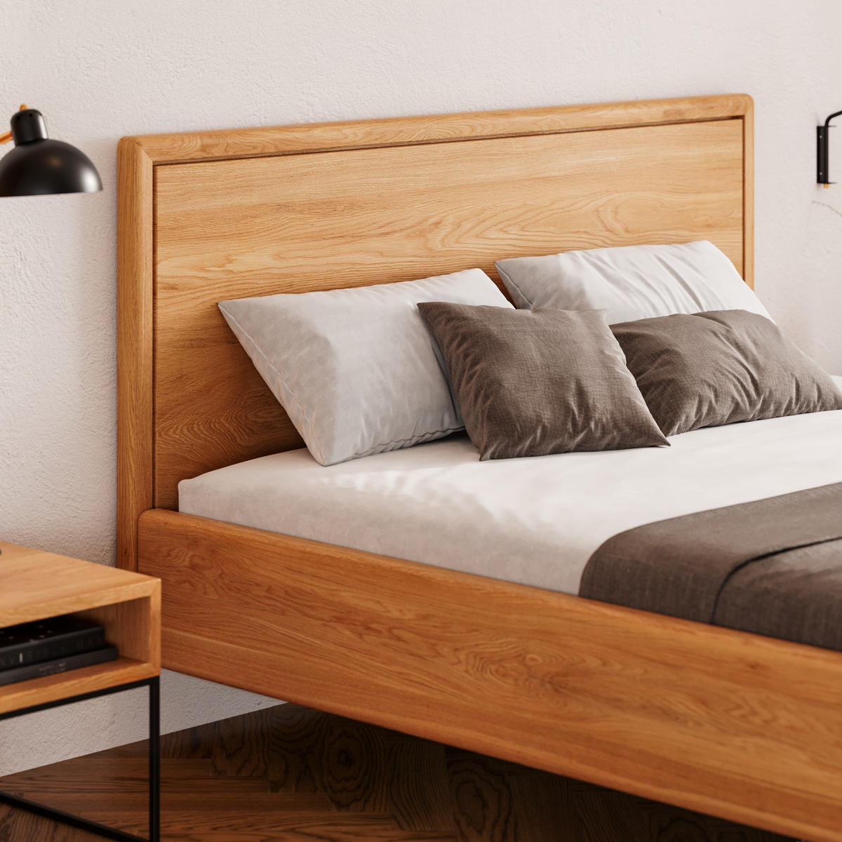 MASSIVHOLZBETT Linea aus Eiche 200x200 cm - Eichefarben/Braun, Holz (200/200cm) - Danzz