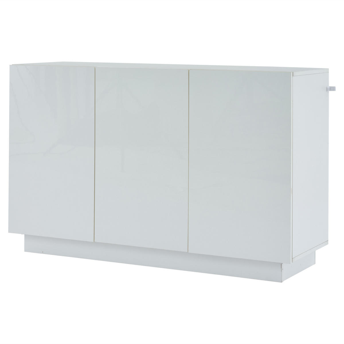 SIDEBOARD Hochglanz Weiß LED 16 Farben verstellbare Böden Anti-Kipp Spanplatte modern Wohnzimmer - Weiß, Holzwerkstoff (120/75/40cm) - EVRYAE
