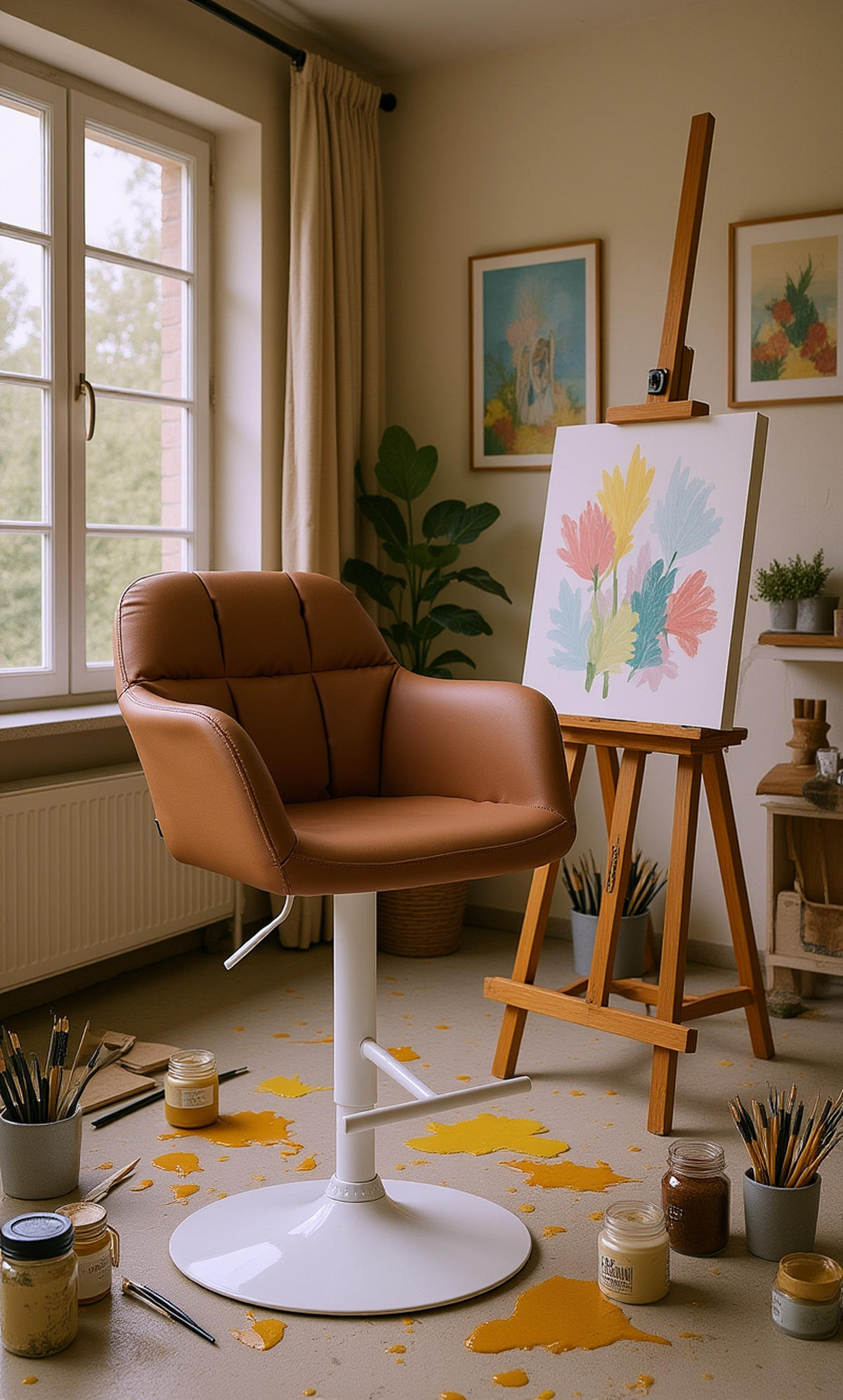 BARHOCKER Nardo Kunstleder weiß hellbraun - Braun/Weiß, Kunststoff/Metall (57/118/59cm) - TPFLiving