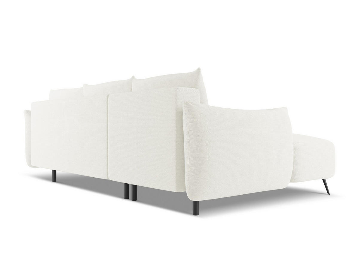 ECKSOFA mit Schlaffunktion Chenille Stoff Weiß - Schwarz/Weiß, Textil/Metall (162/242cm) - Makamii
