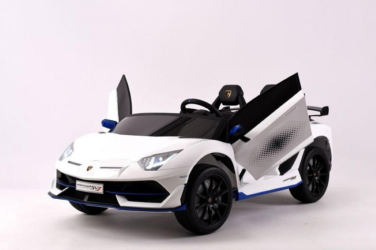KINDER ELEKTROAUTO Lamborghini Aventador SVJ Xago weiß EVA-Reifen, Kunstledersitz, lizenziert, Zweisitzer, 12V 7Ah Akku - Weiß, Kunststoff (133/80/53cm) - Es-Toys