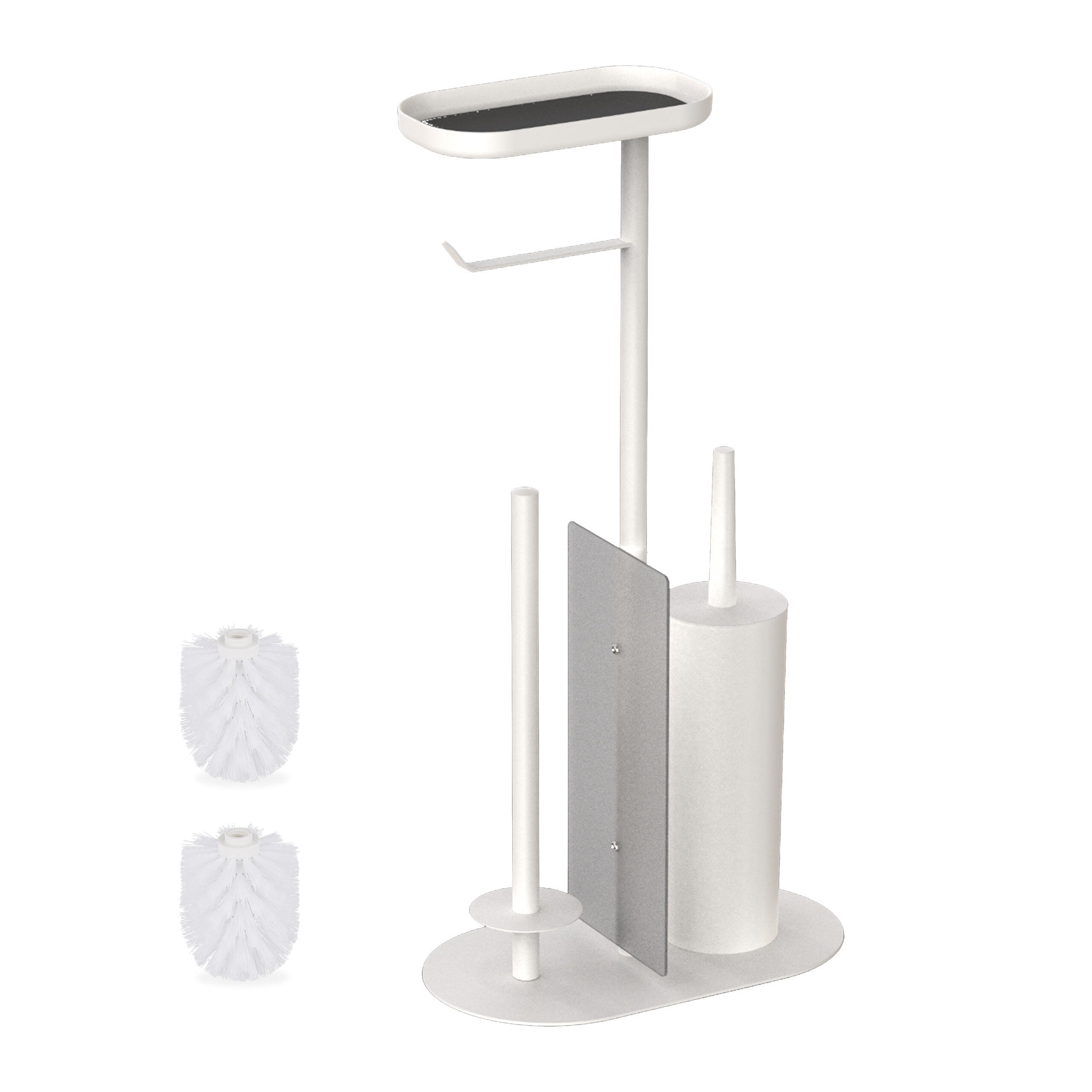 WC-GARNITUR - Weiß, Kunststoff/Textil (26/65/17cm) - Relaxdays