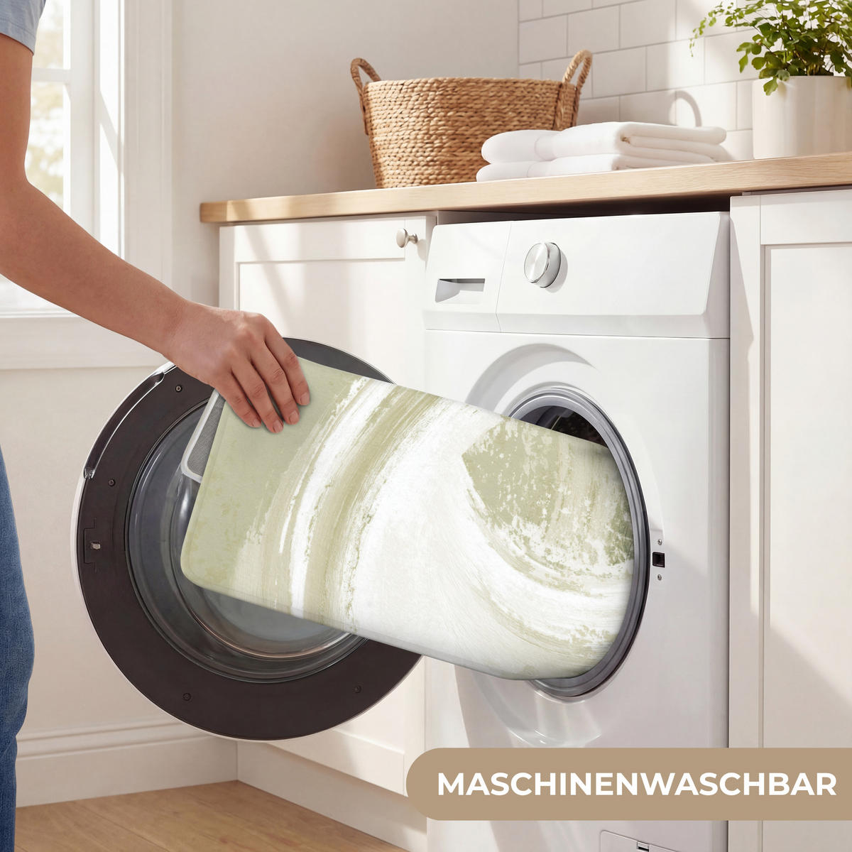 WC PŘEDLOŽKA Abstraktní - Tahy štětcem - Vlny - Zelená 40x60 cm - mátově zelená, textil/plast (40/1cm) - OnlyWow