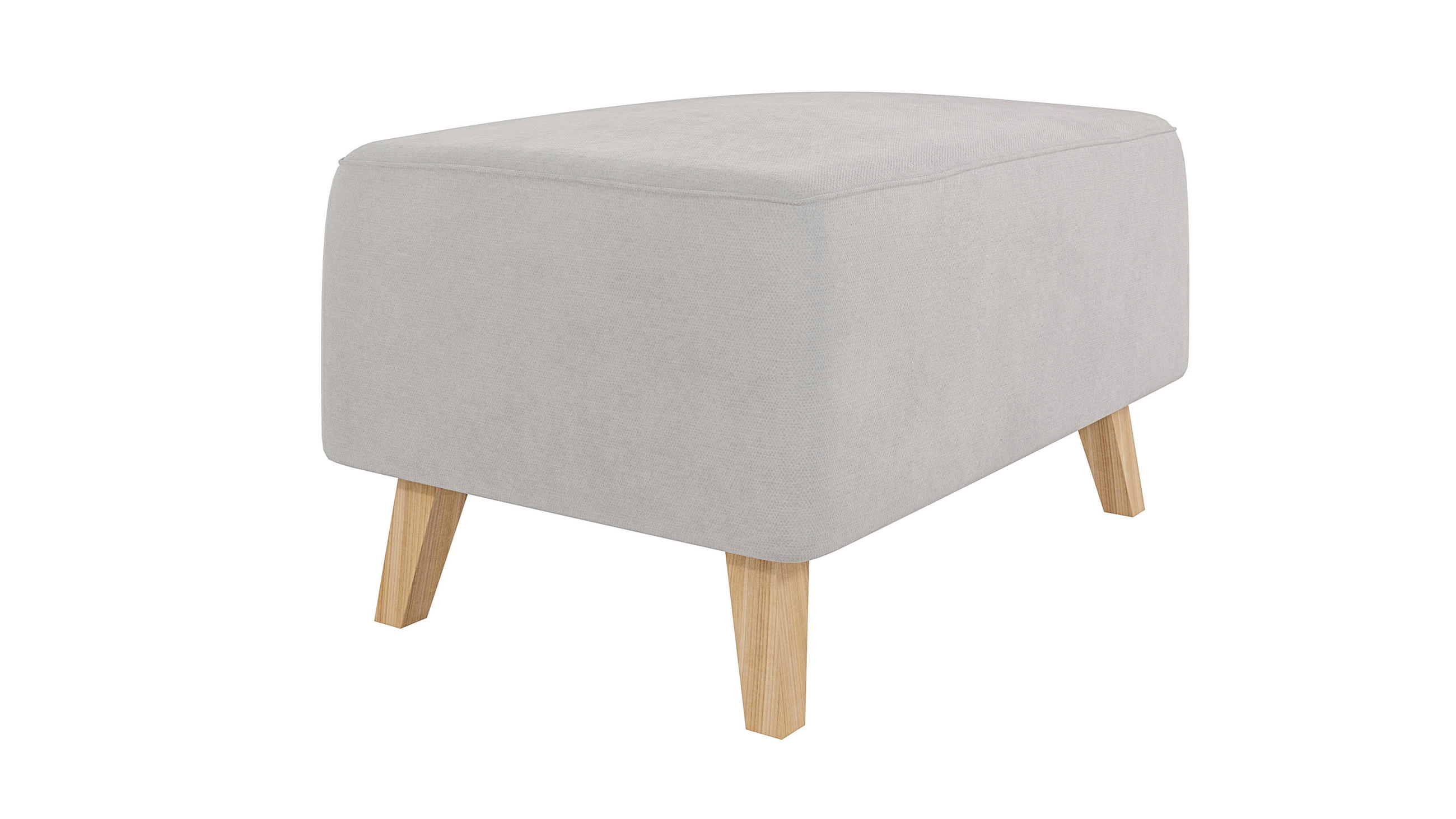 HOCKER Mario Silber Microfaser - Silberfarben/Naturfarben, Buchenholz/Textil (95/51/63cm) - S-Style Möbel